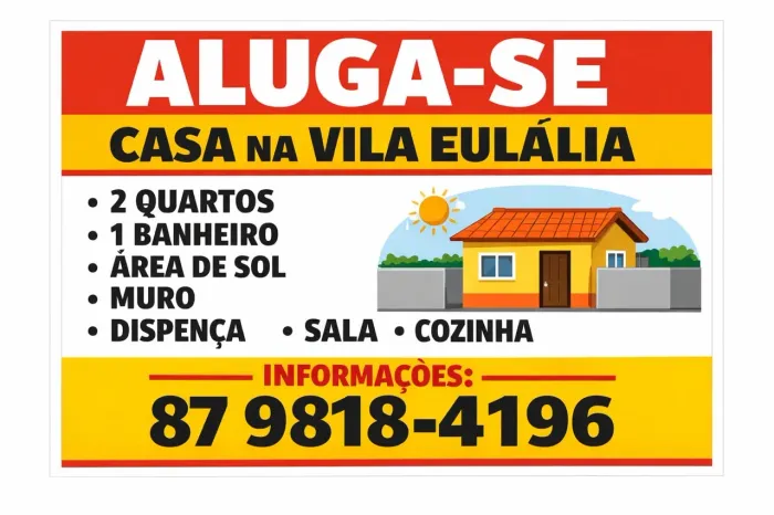 ALUGO CASA NO BAIRRO VILA EULÁLIA 