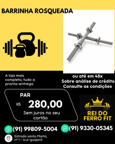 Par de barrinha maciça rosqueada