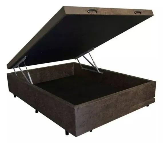 Cama Base Box Baú Viúva Marrom Suede