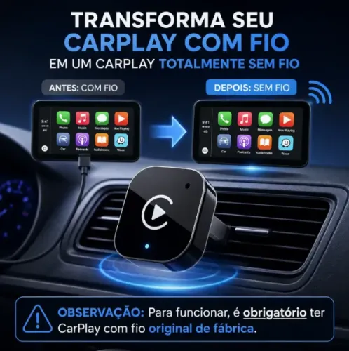 Adaptador Carplay Android Auto Wireless 2 Em 1 Sem Fio Usb C