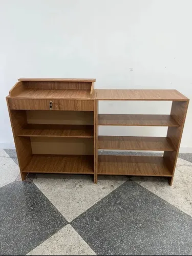 Balcão caixa balcão vitrine mdf amadeirado - entrega rápida - novo