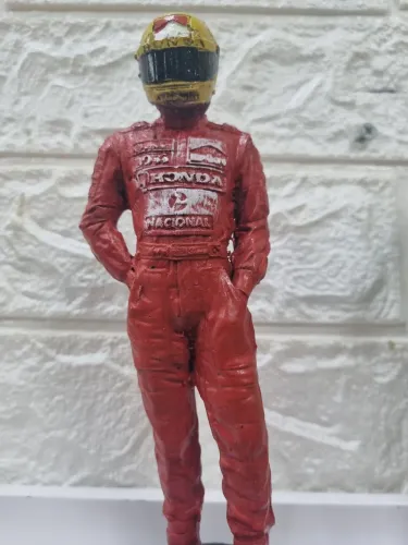 Boneco Resina Colecionador 20cm Ayrton Senna Brasil Formula1