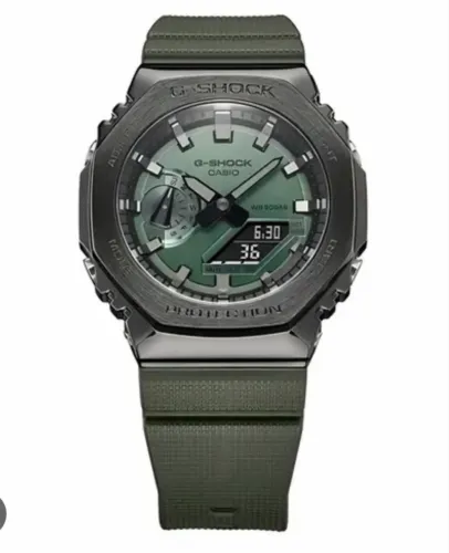 Relógio Casio G-Shock GM-2100B Verde Militar Original | Aço Inox | Novo na Caixa