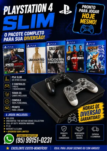 PS4 SLIM-VENDA OU TROCA EM IPHONE 11 ao 12