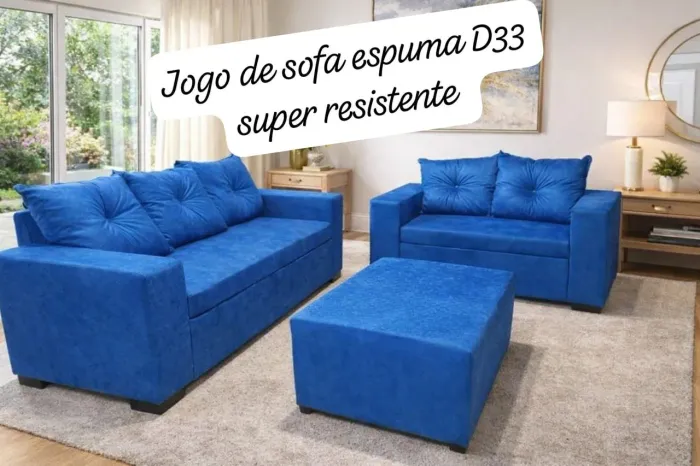 Sofa conjunto de sofa 2 e 3 lugares. Tecido suede Espuma D 28