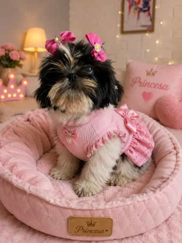 Shihtzu fêmea com 3 vacinas grátis kit filhote 