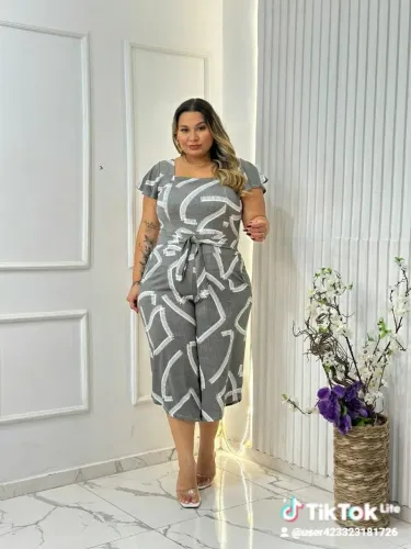 Marcacao  plus size estampado partalona