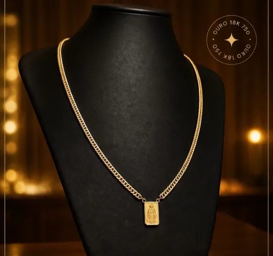 Escapulário Grumet Duplo em Ouro 18K 750