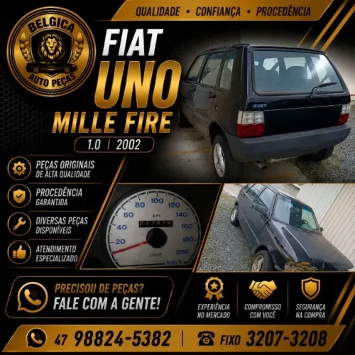 Sucata Fiat Uno Mille Fire 1.0 2002 Pecas Motor Cambio