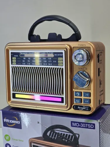 Rádio Retrô Vintage AM FM mp3 Bluetooth Pen-drive Aux Recarregável Dia dos Pais