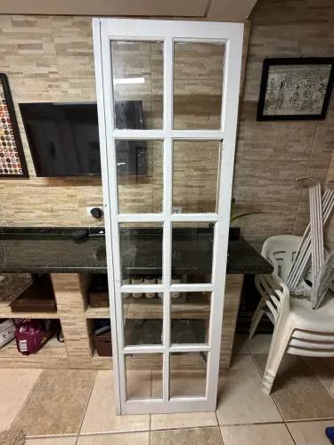 Folha porta de madeira com vidro