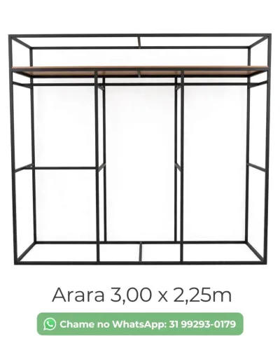 Arara para roupas - Cabideiro 3,00 x 2,25 m