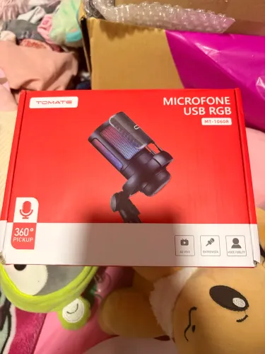 Microfone Condensador Tomate Mt-1060r Rosa RGB