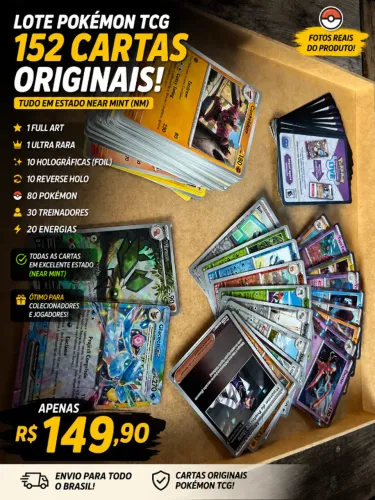 ? Lote Pokémon TCG - 152 Cartas Originais Near Mint ? Coleção com 152 cartas Pokémon orig