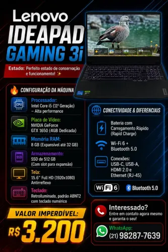 Notebook Gamer (Lenovo Gaming 3i)