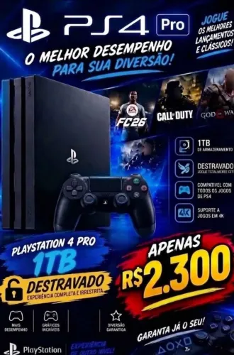 PlayStation 4 Pro 1TB Destravado - (FW 13.02 com GoldHen-WebKit) Lotado de jogos AAA