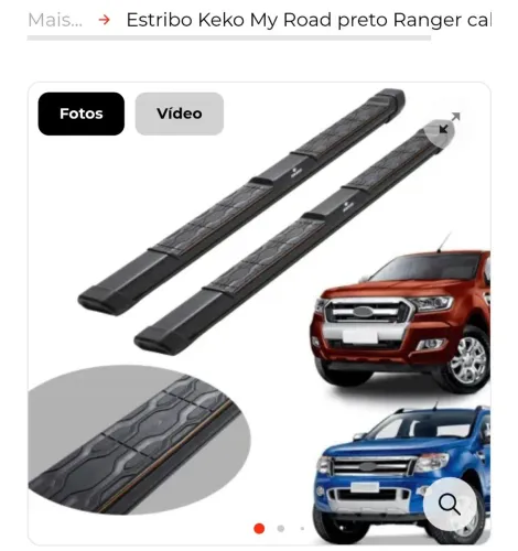 Estribo Keko My Road preto Ranger cabine dupla 2013 a 2023