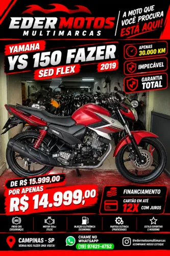 Yamaha Fazer 150 Sed flex 2019 vermelha impecavel com apenas 30..000km