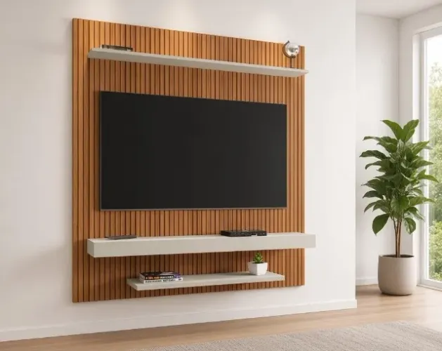 Painel Leme 1,50m Efeito Ripado p/ TV até 60" (NOVO A PRONTA ENTREGA)