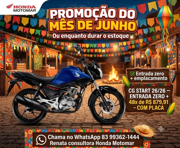 Honda CG START 160 com Zero de entrada 