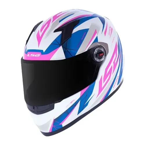 Capacete Ls2 Ff358 Draze - Branco/Azul/Rosa - somos loja, parcelamos