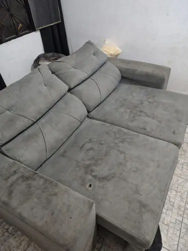 Sofá retrátil e reclinável 2,10m tecido suede