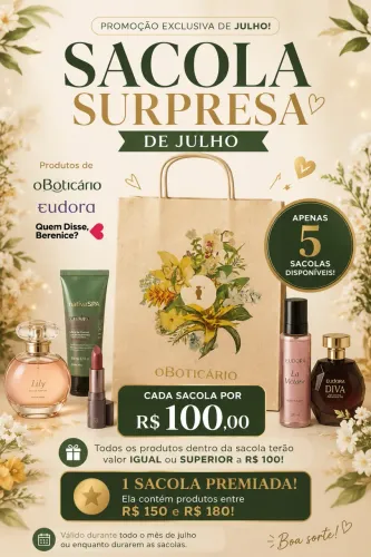 Sacola Premiada O Boticário | Apenas 5 unidades