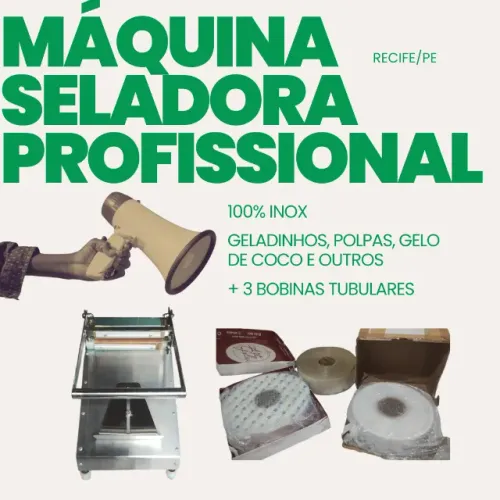 Máquina Seladora 100% INOX Profissional para Geladinhos, Polpas, Gelo de Coco e Outros