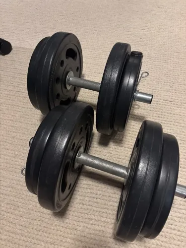 Kit Halteres Kenkorp 32kg (4x 5kg + 4x 3kg + 2 Barras + 4 Presilhas)