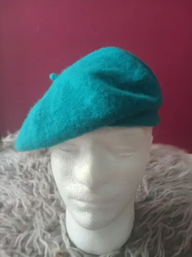 Boina francesa tradicional beret azul turquesa de lã