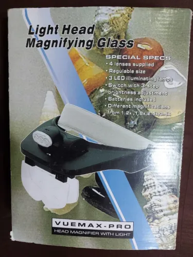 Lupa de cabeça profissional 4 lentes e 3 leds Vuemax Pro