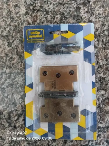 Dobradiças de aço Palmeia acabamento Ouro Velho