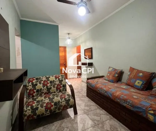Apartamento 1 Dormitório Mobiliado na Aviação Praia Grande  45m², Elevador e Portaria 24h