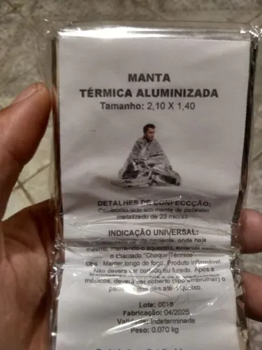 Cobertor manta térmica aluminizada de emergência 