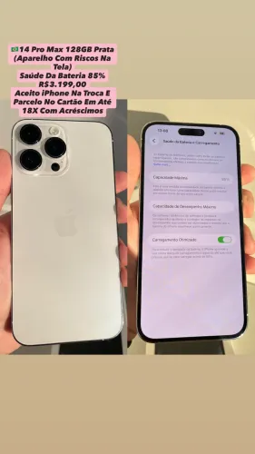 iPhone 14 Pro Max 128GB Prata ( Aparelho Com Riscos Na Tela ) Usado