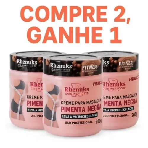 Kit 3 Gel Redutor De Medidas Creme Massageador 200g Pimenta Negra