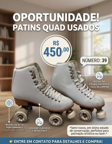 Patins semi novo em ótimo estado