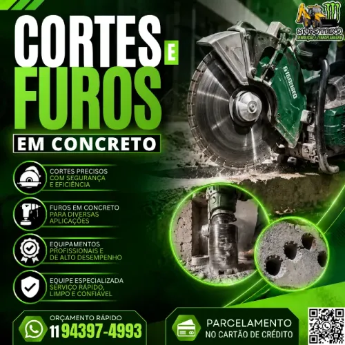 CORTES E FUROS EM CONCRETO COM PERFURATRIZ DIAMANTADA