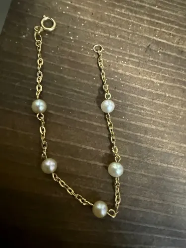 Pulseira Pérola Infantil de ouro 1.65g 18k procedência garantia eterna