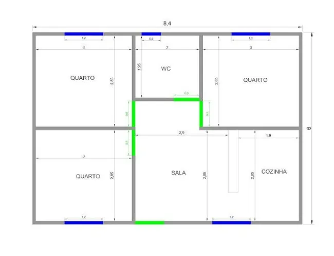 Construção de casa com 3 quartos, sala,cozinha, banheiro, 50m2, R$ 59.500 + frete