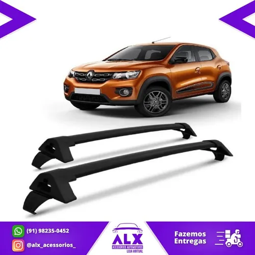 Rack de Teto Renault Kwid 2018 à 2021 - Alumínio Preto / Prata Projecar