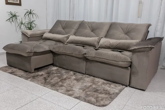 Sofá Retrátil Guia 2.90m Bege 536 12x Sem Juros 