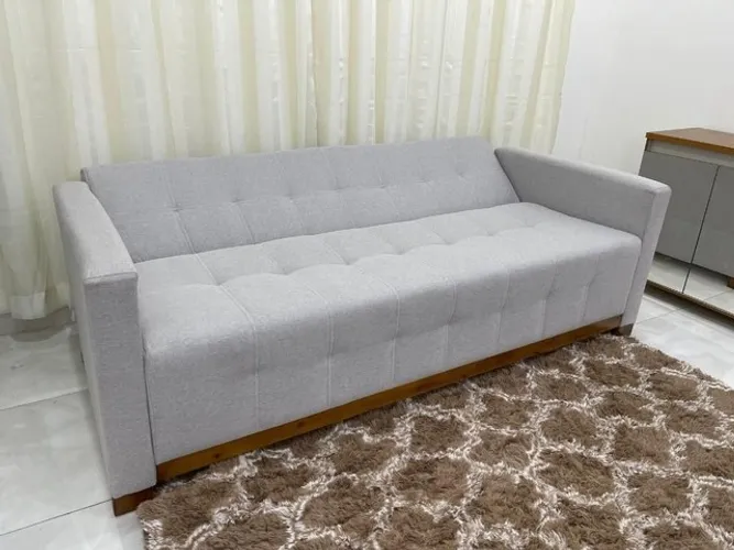 SOFÁ CAMA COM BRAÇO TECIDO LINHO LD!!