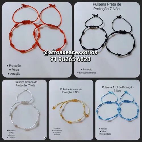 Pulseira Kabbalah 7 Nós - Amuleto de Proteção R$15,00 unid