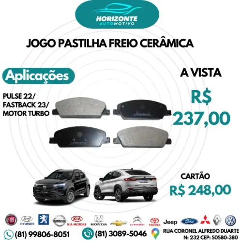 Jogo pastilha freio dianteiro pulse 22/ fastback 23/ 1.0 turbo CERÂMICA