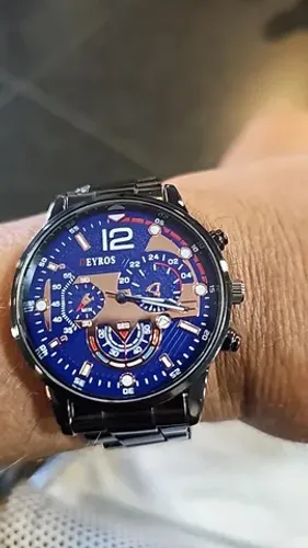Relógio Black Estilo Field Maquinário Quartz Pulseira em Aço Garantia de 1 ano