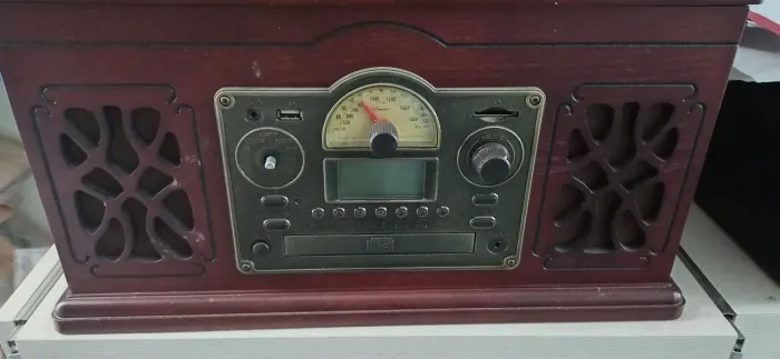 Toca discos moderno estilo vintage 7 funções - funcionando