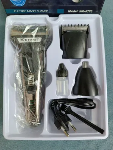 Máquina de Barbear Elétrica Kemei KM-6776 Nova - Kit Completo!
