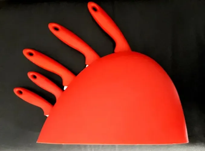 Conjunto Decor com 5 Facas e Base Vermelho