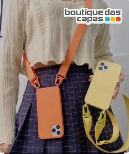 capa tpu com alça reforçada para iphone 13 14 15 pro max ( estilo bolsa)